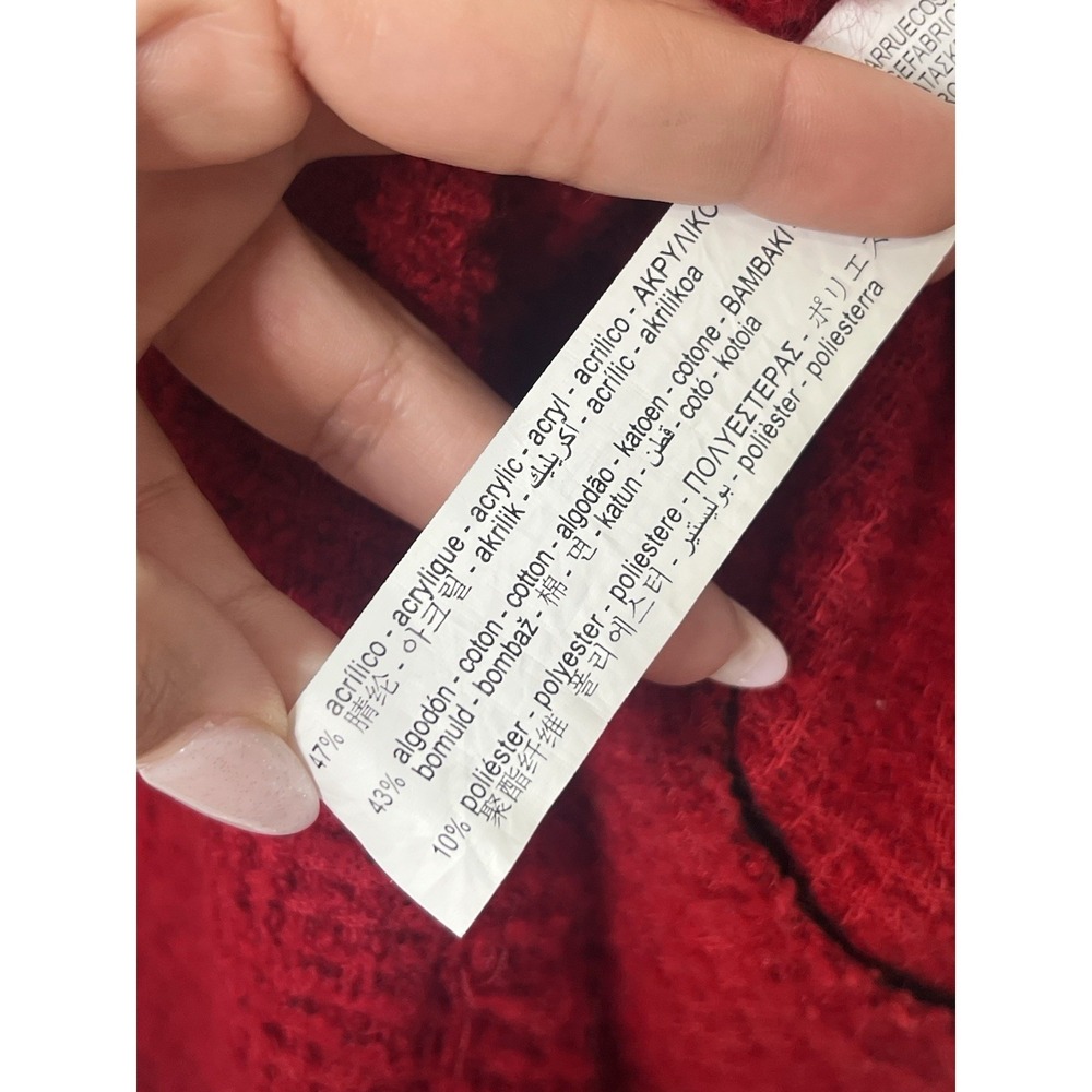ZARA Boucle Knit Cardigan Dress M Red Preppy Old Money Dark Academia Chic Luxe - Picture 7 of 7